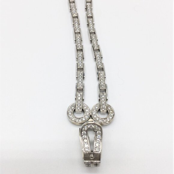 Diamond 14K White Gold Bracelet styled after rare Cartier Agrafe bracelet - Picture 4 of 8